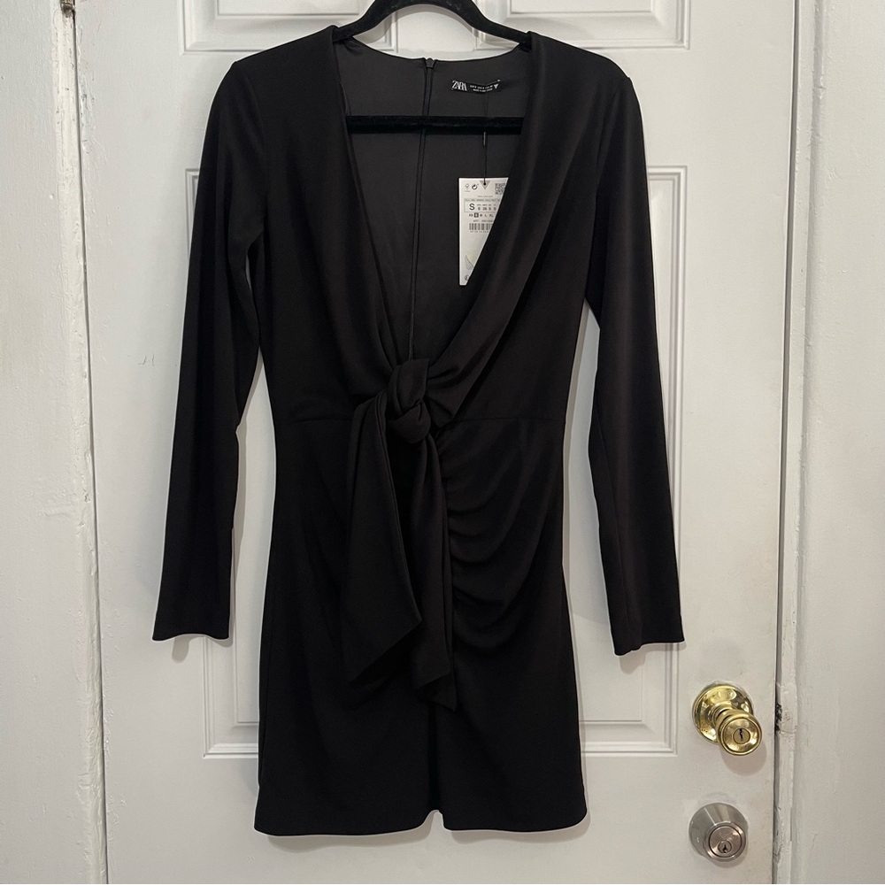 NWT Zara Front Tie Mini Black address Size‎ S - Picture 6 of 14